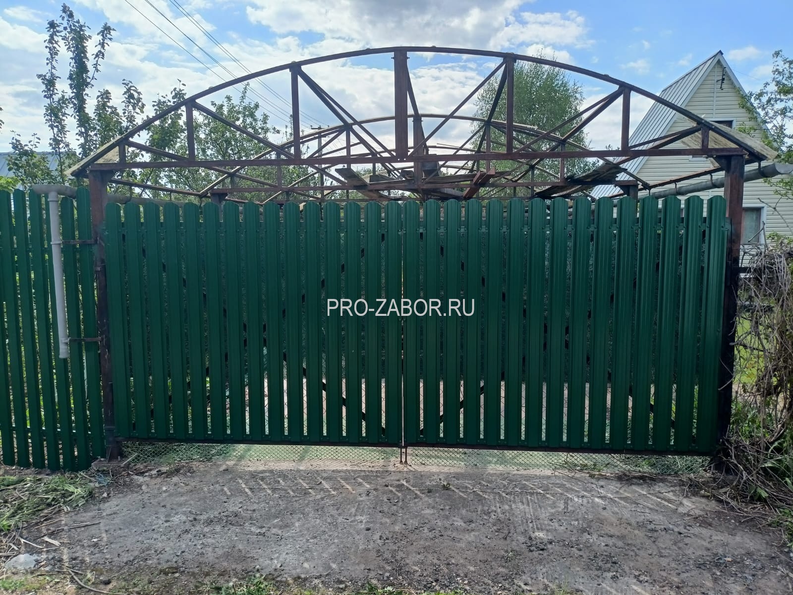 Zabor zelen vozle dorogi