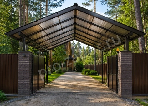 avtomobilnyij-dvuskatnyij-naves-nad-vezdom