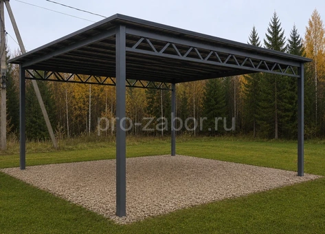 naves-iz-profnastila-odnoskatnyij-dlya-avto-seryij